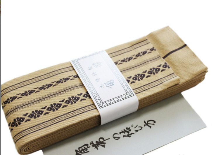 Japanese Traditional KAKU OBI Kimono Belt Cotton 100% Light Brawn Made in JAPAN