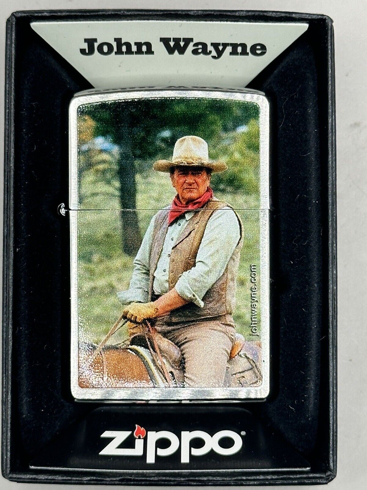 Rare 2012 John Wayne In The Saddle High Polish Chrome Zippo NEW In Box
