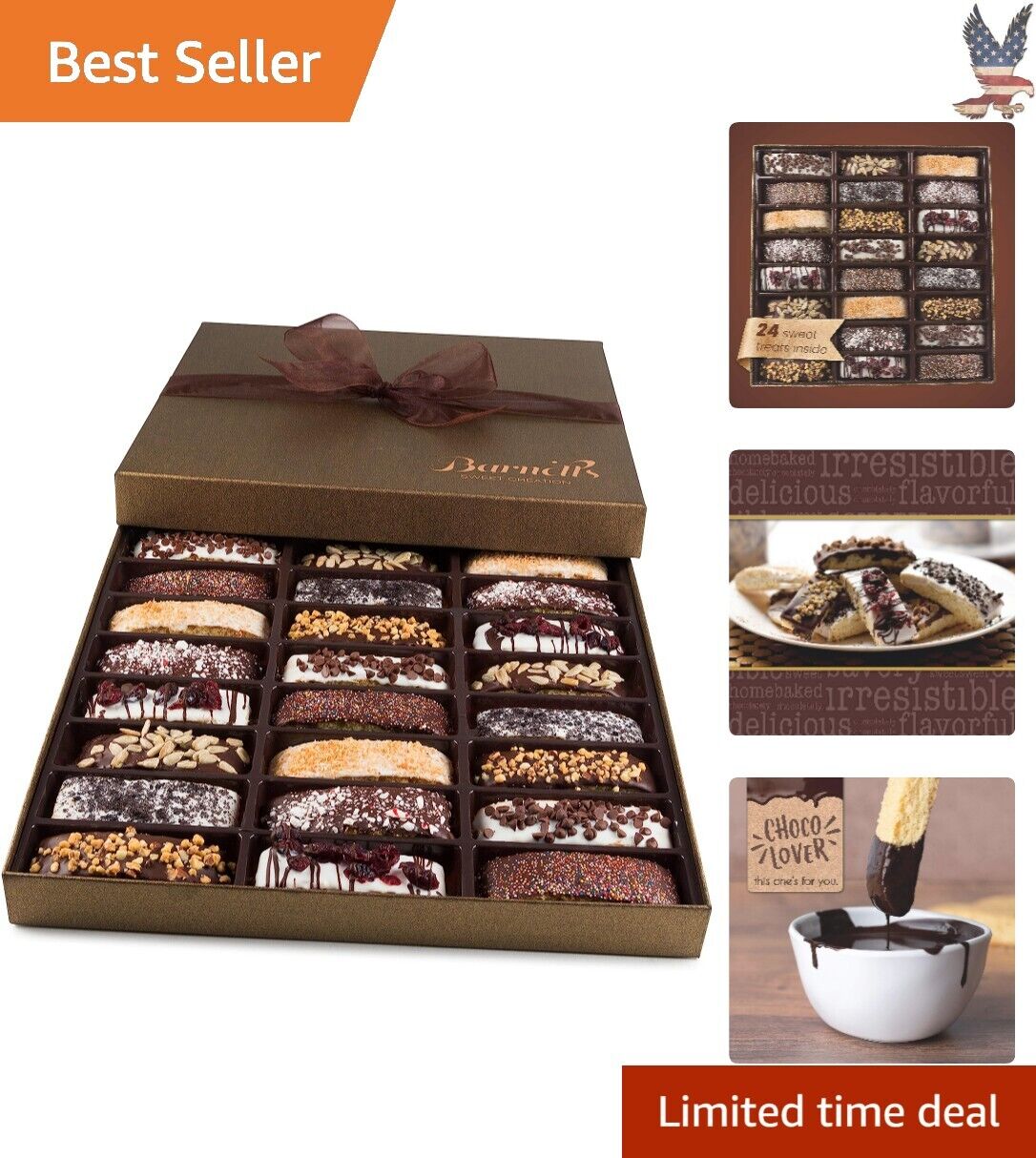 Deluxe Artisan Cookie Gift Basket Tin - Luxurious Decadent Cookies - 24 count