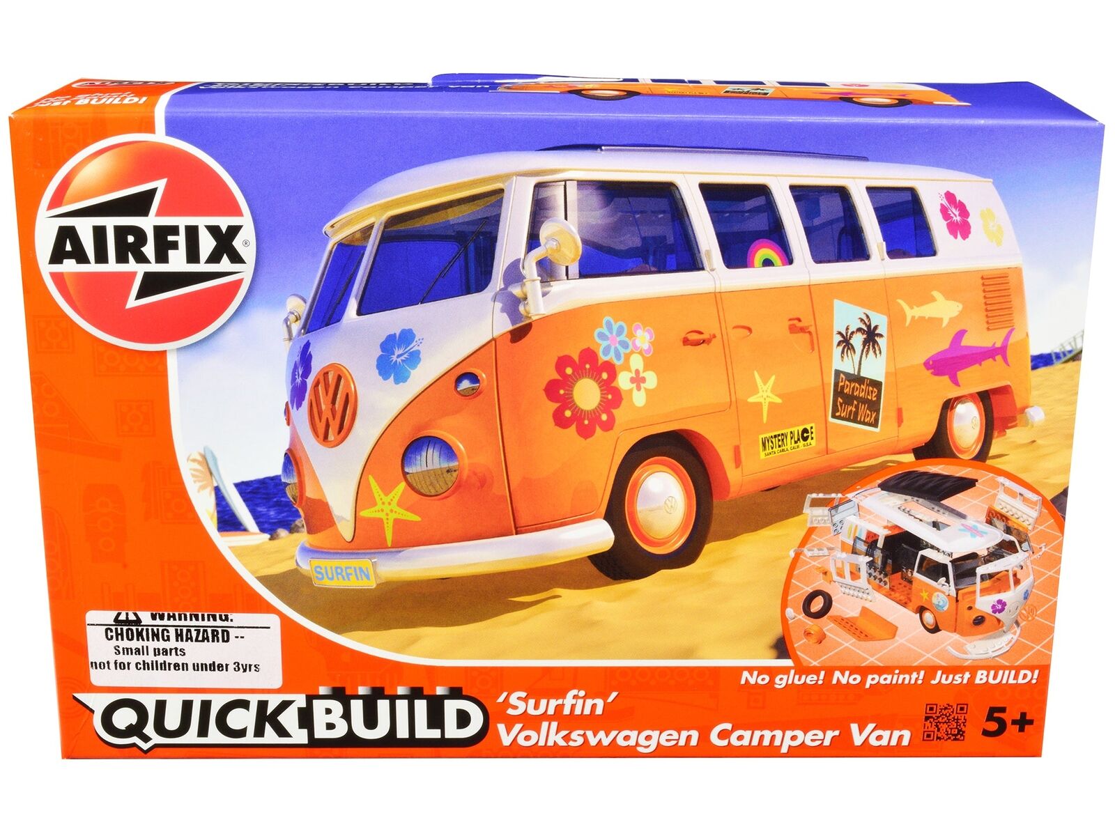 Skill 1 Model Kit Volkswagen Camper Van Surfin Snap Together Model