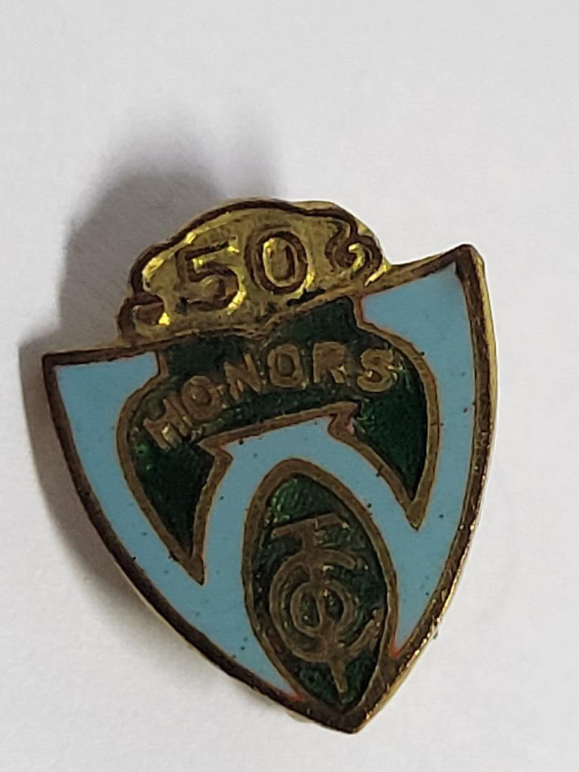 Vintage Collectible Pin: TCO 50 Honors Blue & Green Enamel