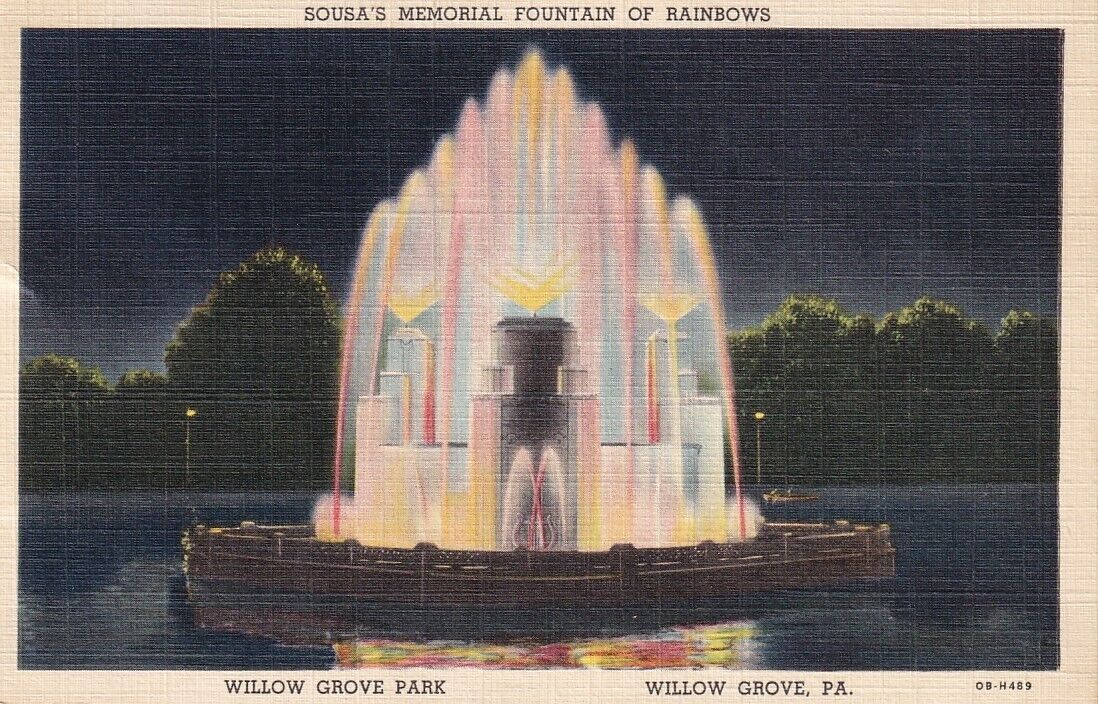 c1940 Sousa\'s Memorial Fountain of Rainbows, Willow Grove Park, Willow Grove PA