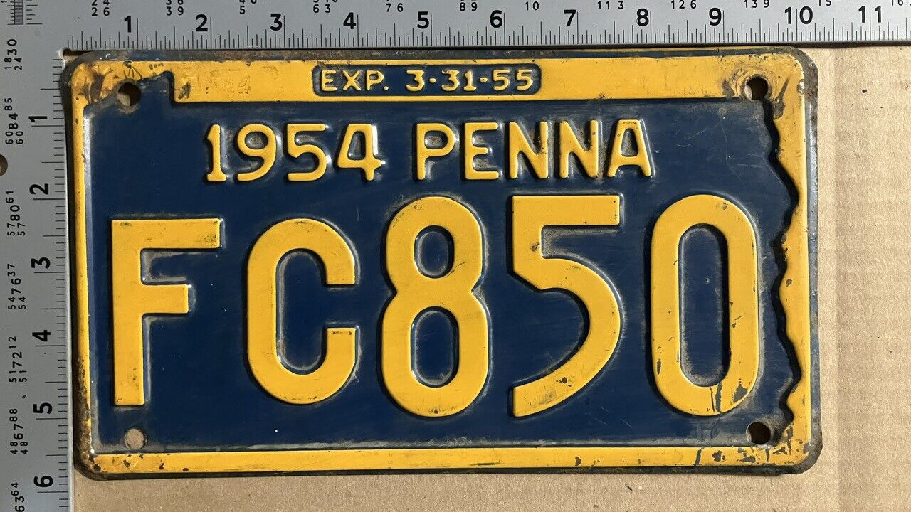 1954 Pennsylvania license plate FC 850 Ford Chevy Dodge 4736