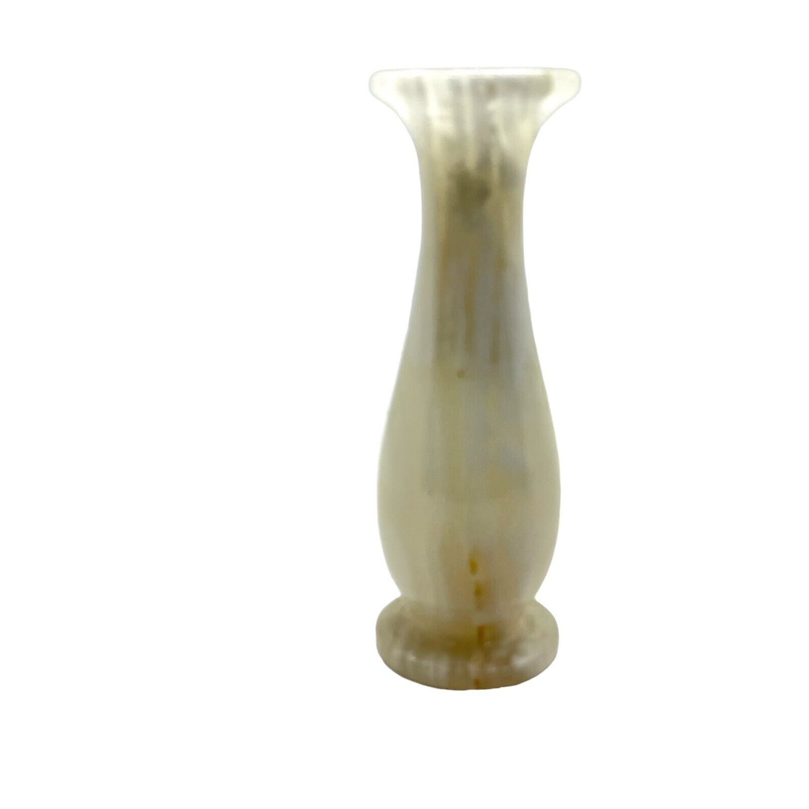 Onyx Bud Vase Vintage Onyx Mine Cream Tan Decorative Retro Carved Stone 5\