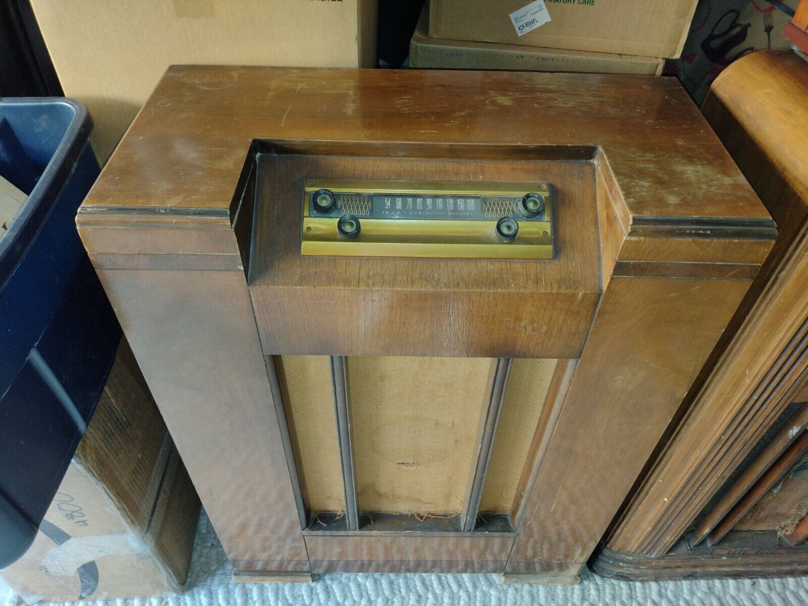 Silvertone Sears Roebuck 8590 Tube Radio Floor Console Antique Brown 