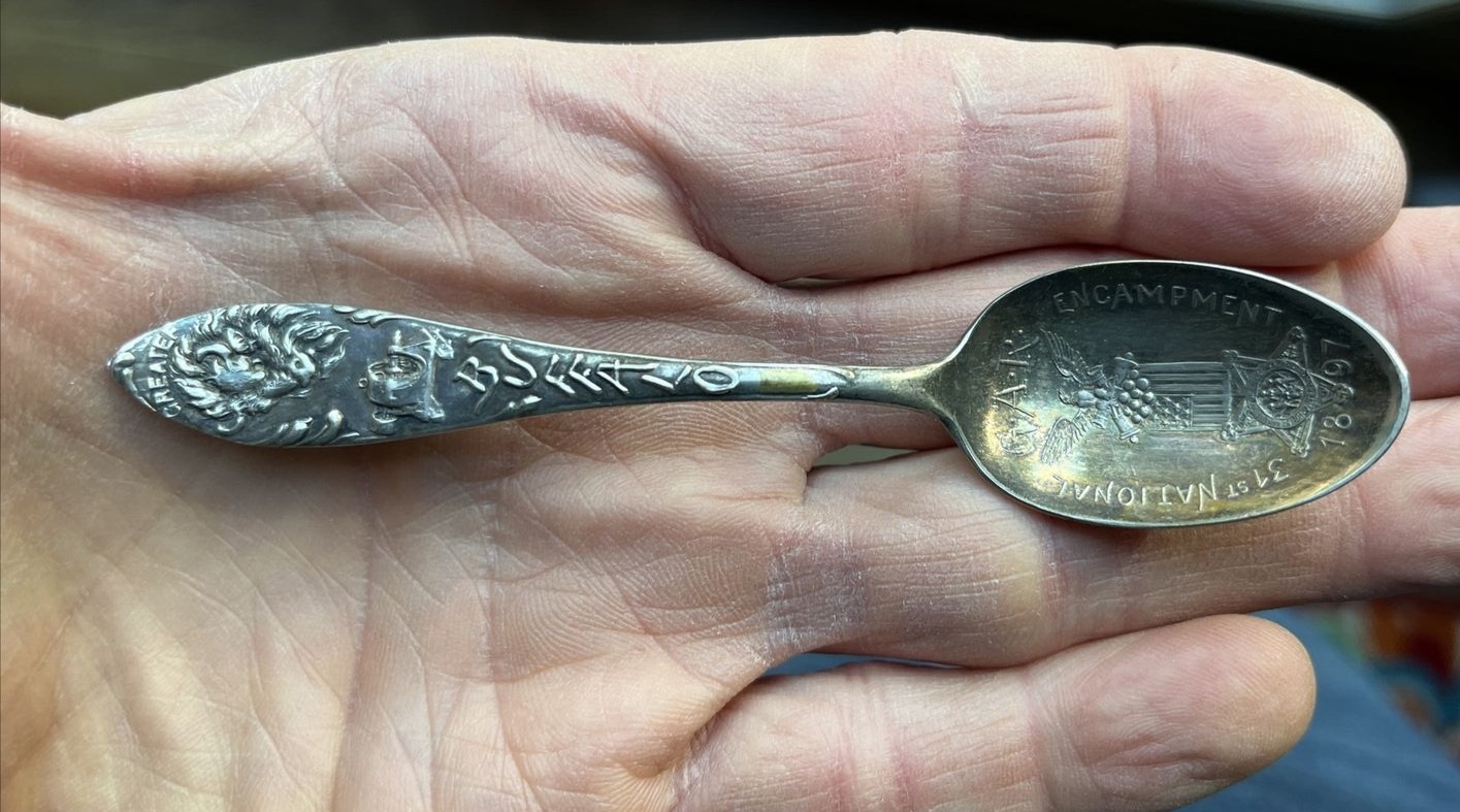 GAR 31st National Encampment Buffalo NY 1897 Sterling Silver Souvenir Spoon 4.5”