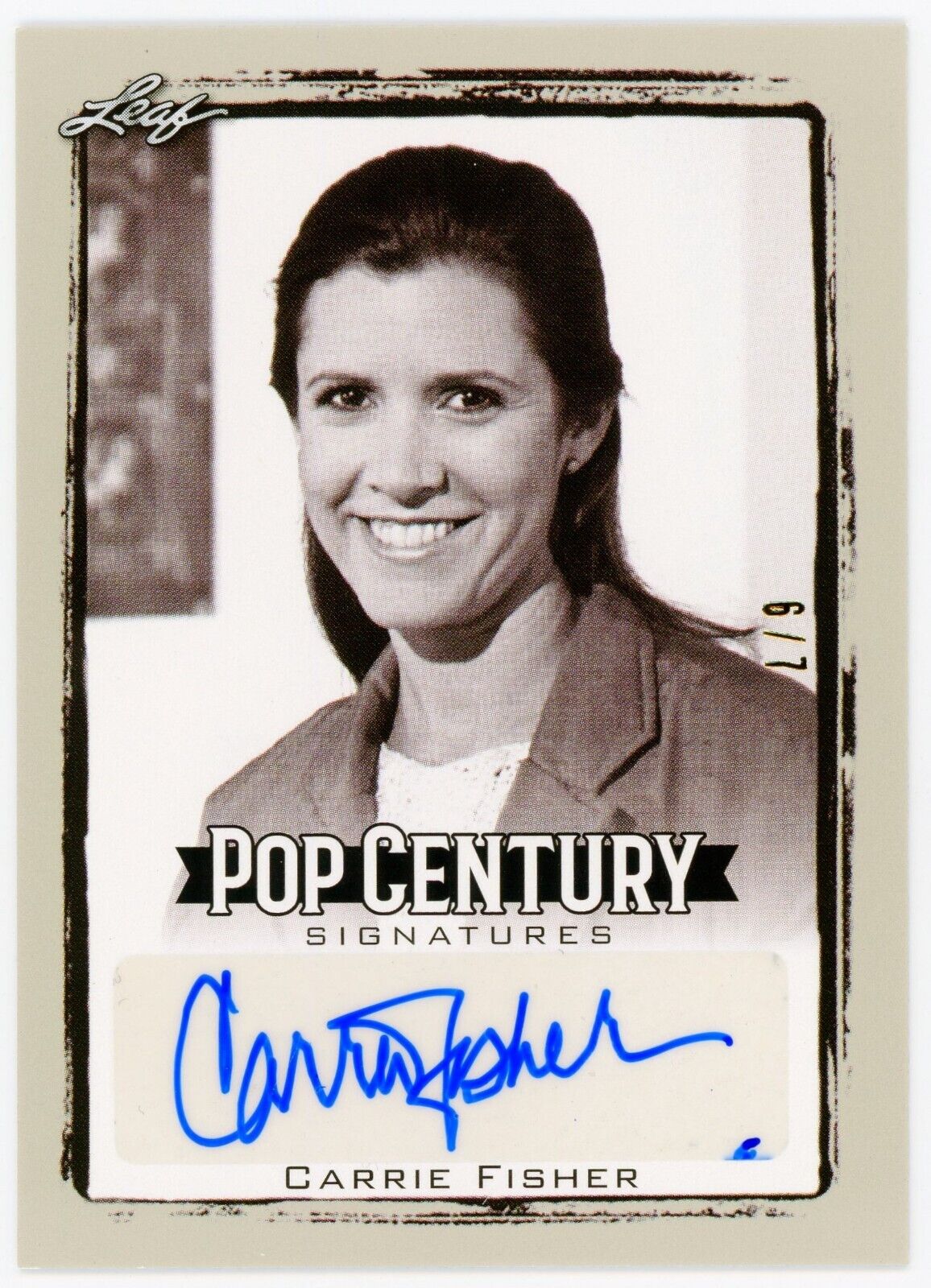 Carrie Fisher ~ Signed 2017 Trading Card Leaf Pop Century Autograph Auto #'d/7