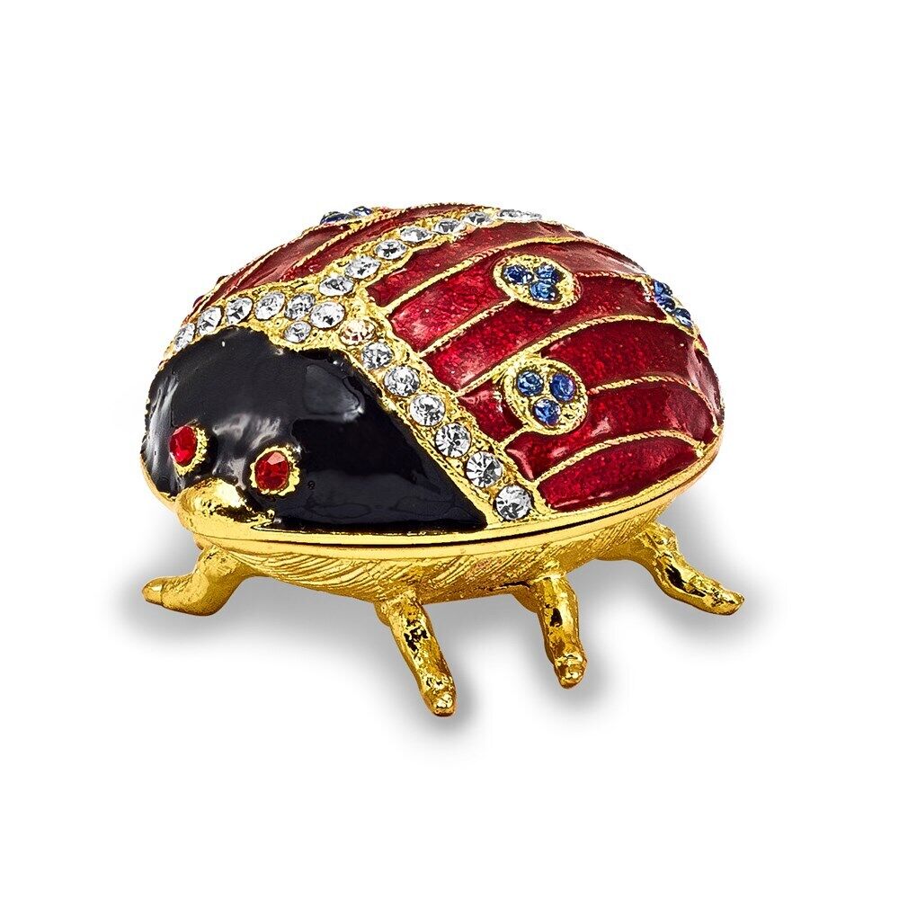 Bejeweled Lady Bug Trinket Box
