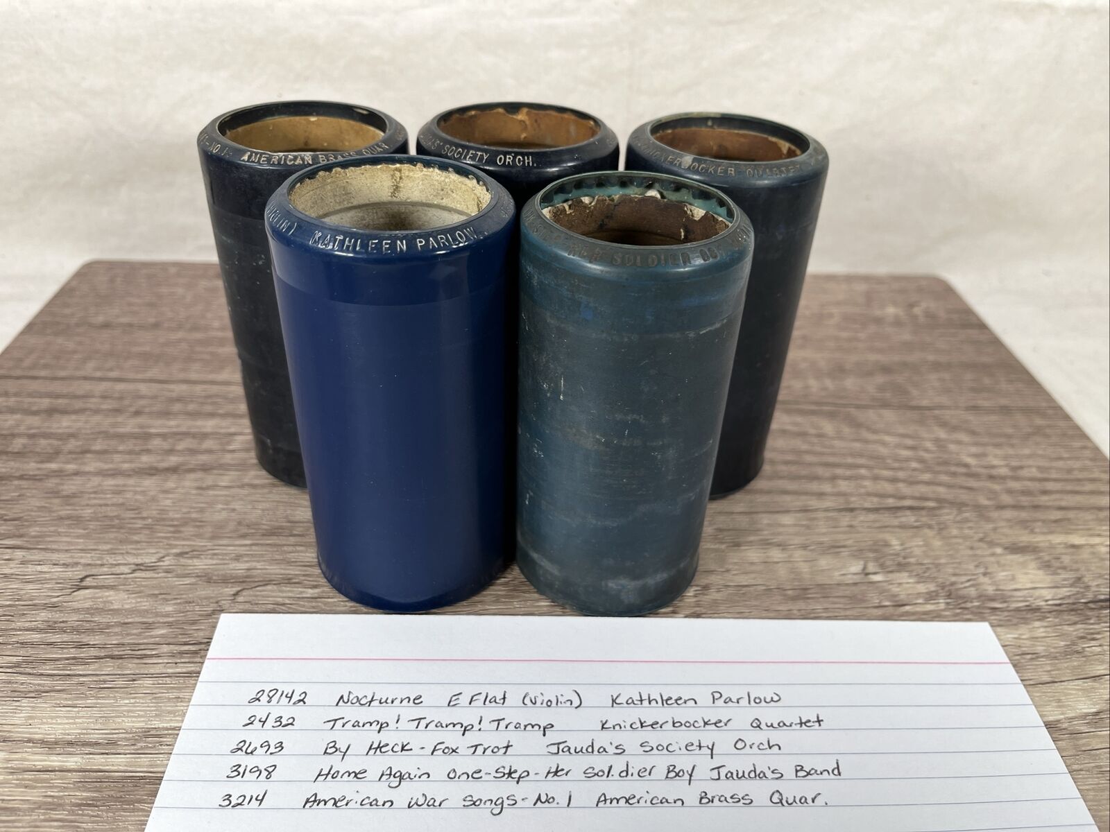Lot of 5 Vintage Edison Blue Amberol Record Cylinders