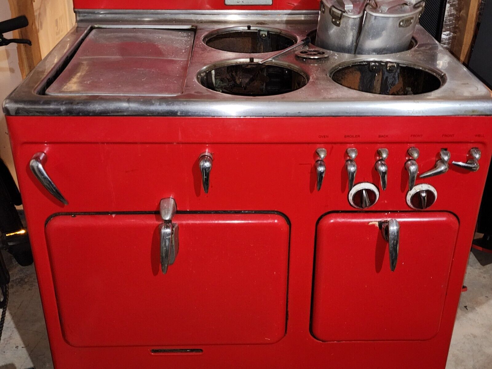 Antique 1950's Red Chambers Gas Stove C