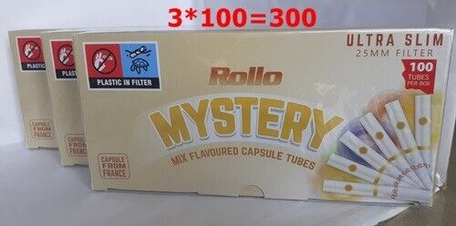 3*100=300 Rollo Mistery Empty Cigarette Tubes,ultra slim,25mm filter