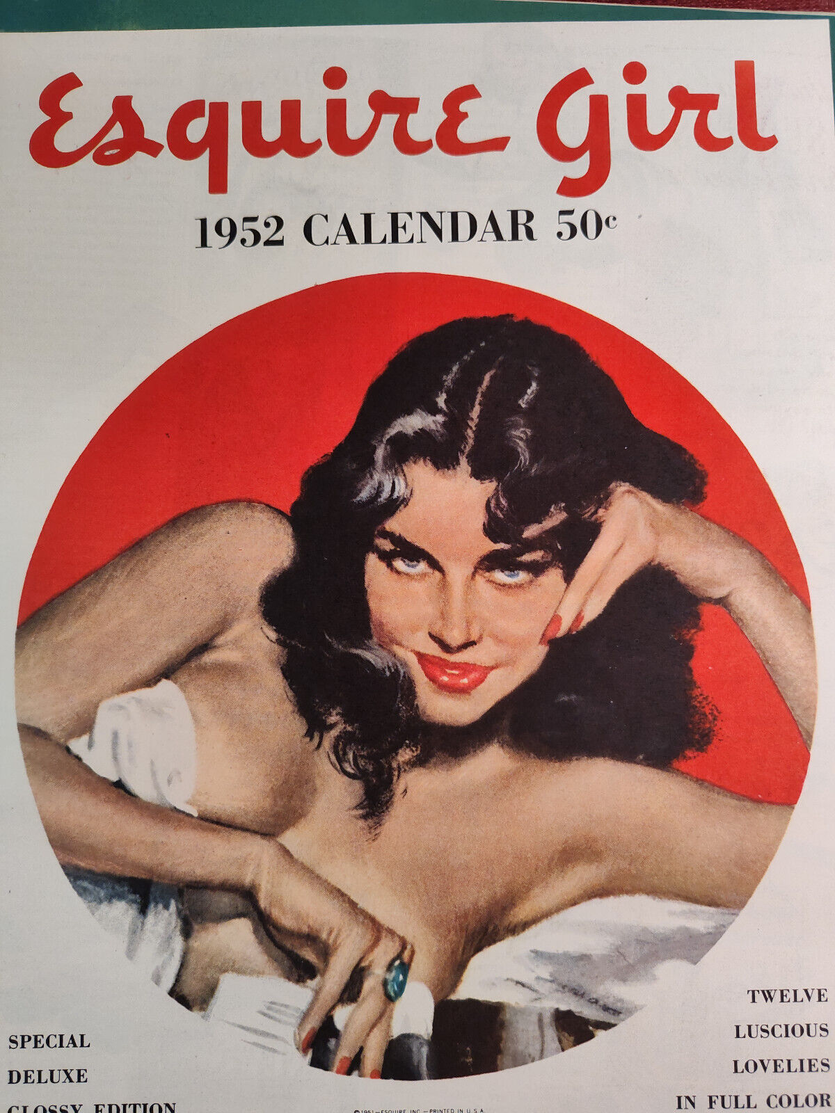 1951 Esquire Original Art Ad Advertisement for the Esquire Girl 1952 Calendar