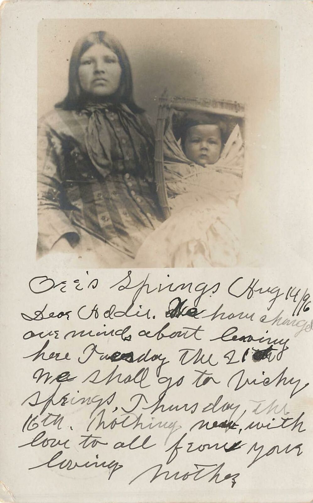 Vintage 1906 RPPC SF California Native American Young Mother & Child Postcard