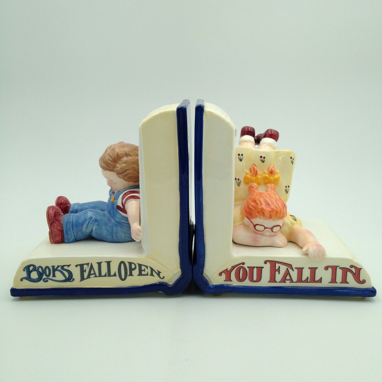 Mary Engelbreit Bookends  Books Fall Open You Fall In  Boy Girl Book Ends