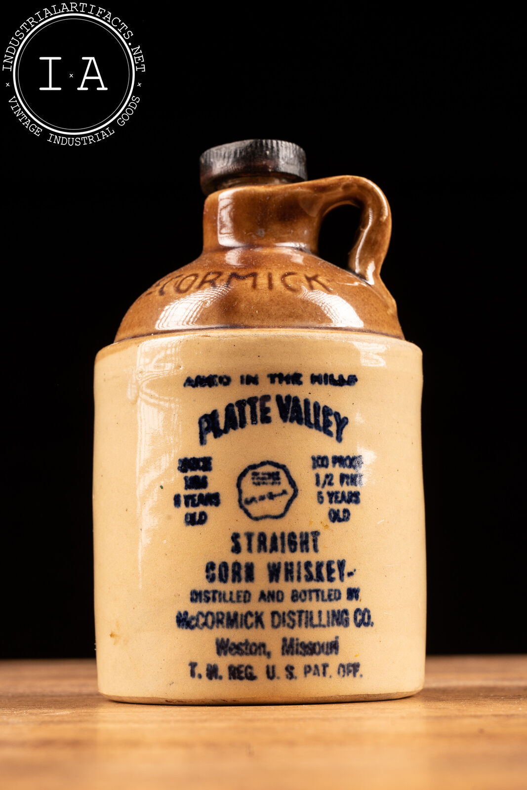 Vintage Platte Valley McCormick Distilling Corn Whiskey Jug