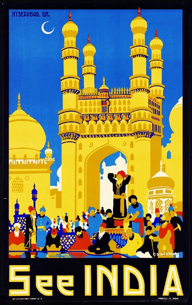 See India Hyderabad Vintage India Travel Advertisement Vintage Poster Print Art