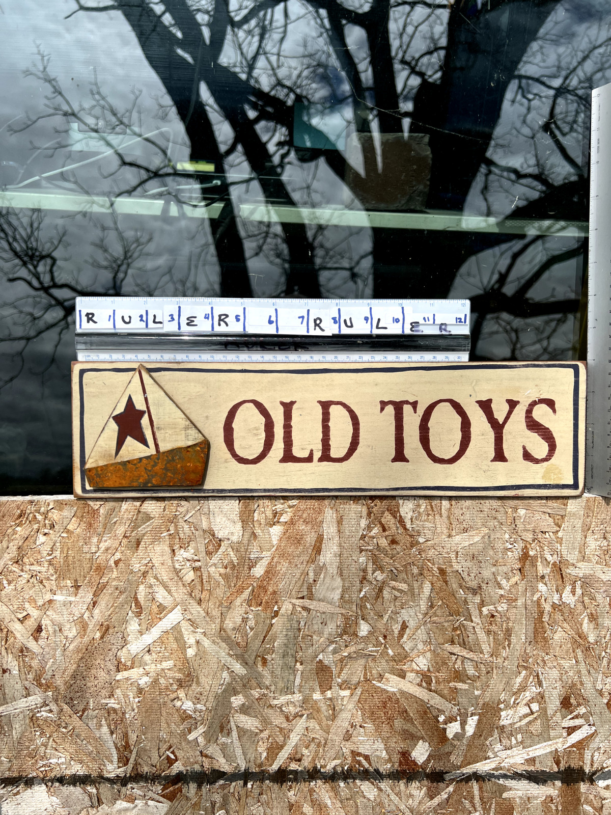 VTG LookingOld Toys Hanging Wooden Sign Approximately 15\