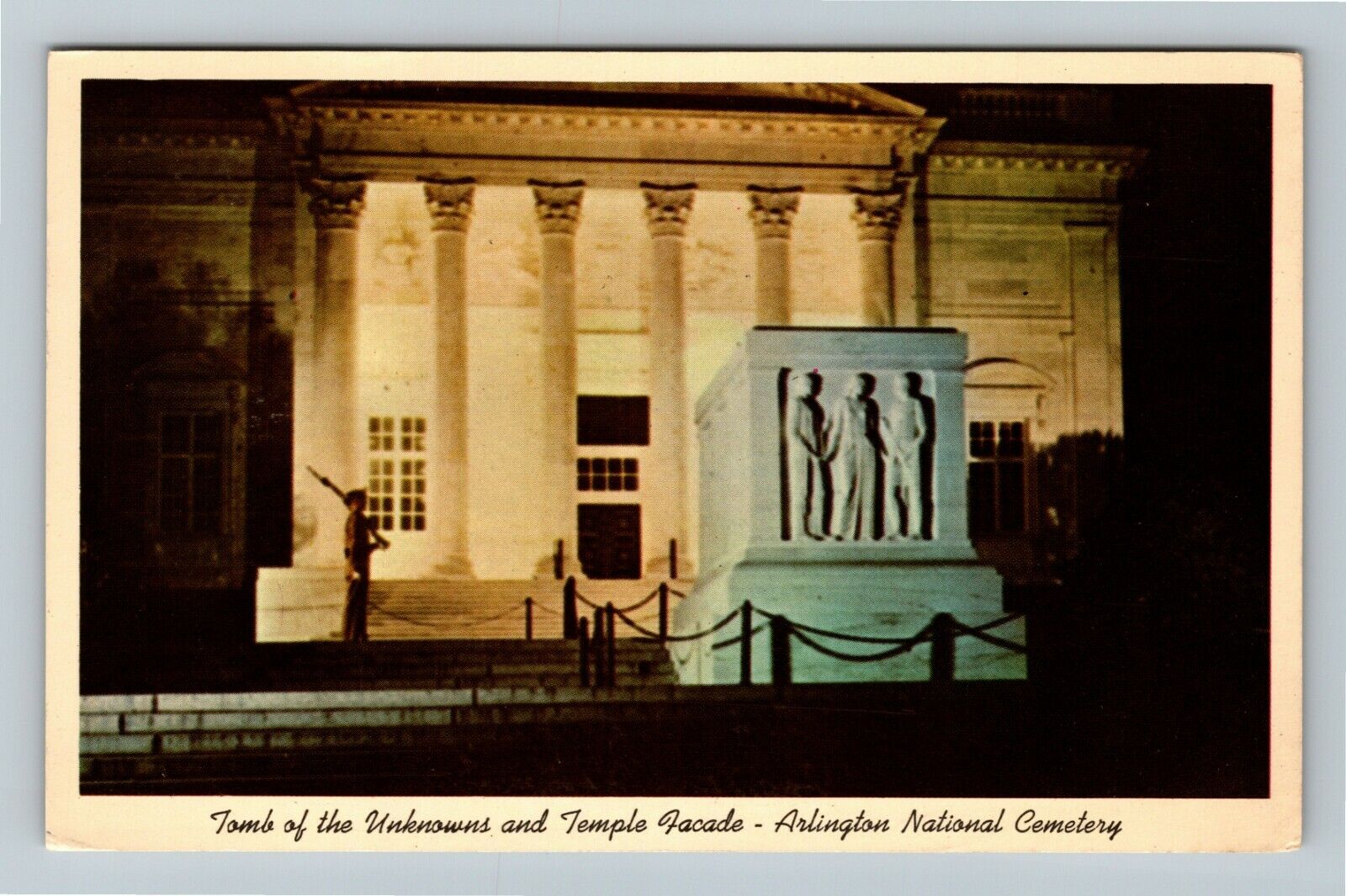Arlington VA-Virginia, Tomb Unknowns & Temple Facade, c1969 Vintage Postcard