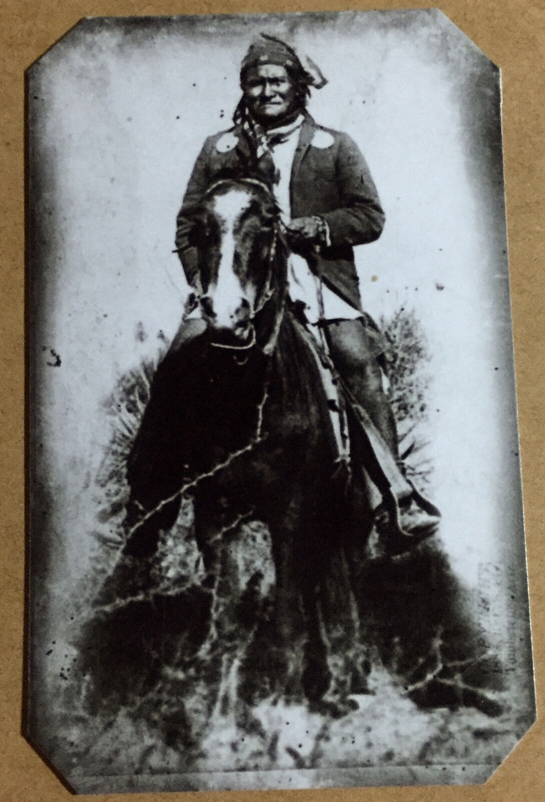 Historical museum quality reproduction of Geronimo on horse tintype C1045RP