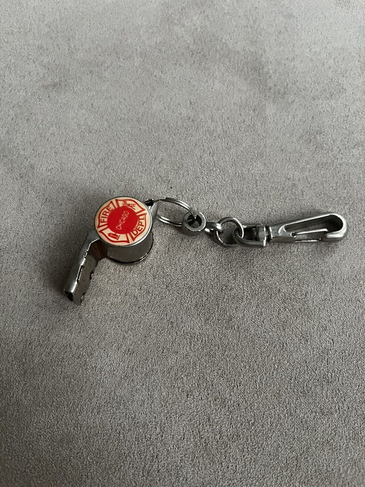 Chicago Fire Department Vintage Metal Whistler On A Keychain