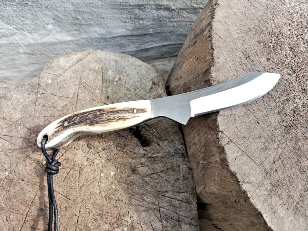 HANDFORGED CUSTOM HUNTING COWBOY KNIFE WITH STAG HANDLE&SHEATH