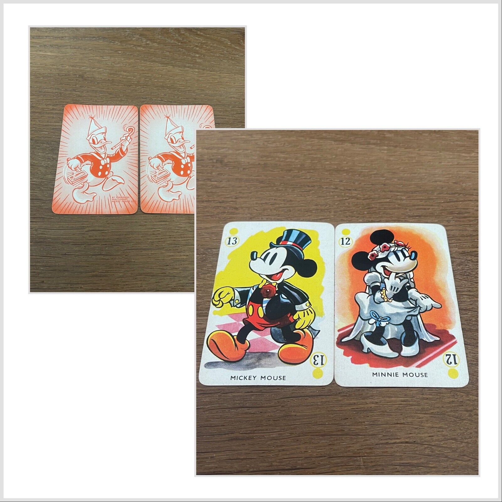 Rare 1939 Walt Disney Mickey’s Fun Fair Pepys Mickey Mouse ~ Minnie Mouse Cards