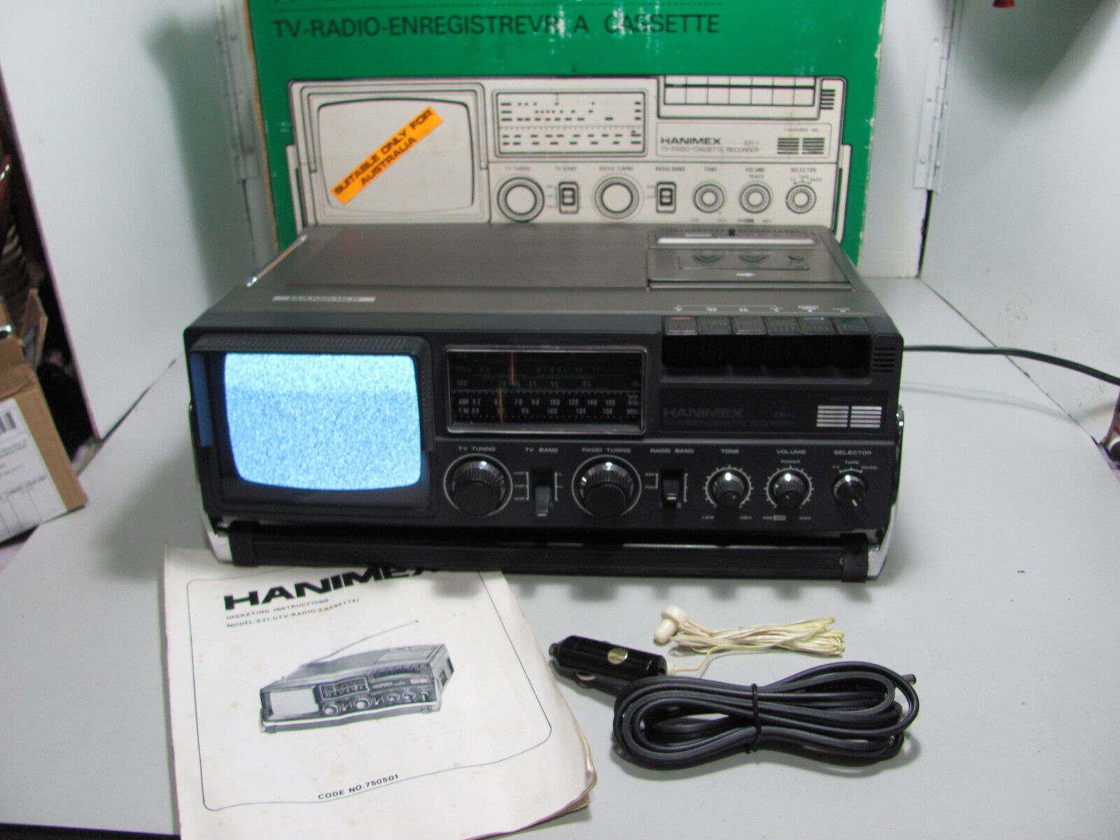 Vintage Hanimex B/W TV-Radio-Cassette-Recorder Model 531-1 Very Good Condition