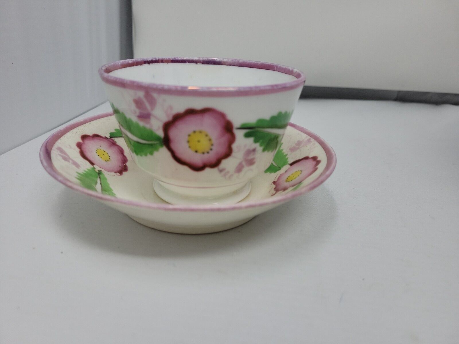 Unmarked Early 19th Century Hand Painted Cup and Saucer 
