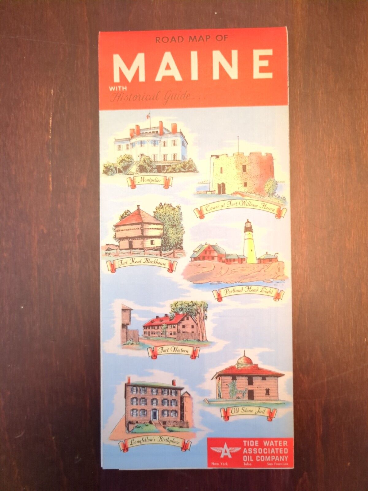 Maine Road Map Courtesy of Tide Water Associated Oil Co.  1952 Edition
