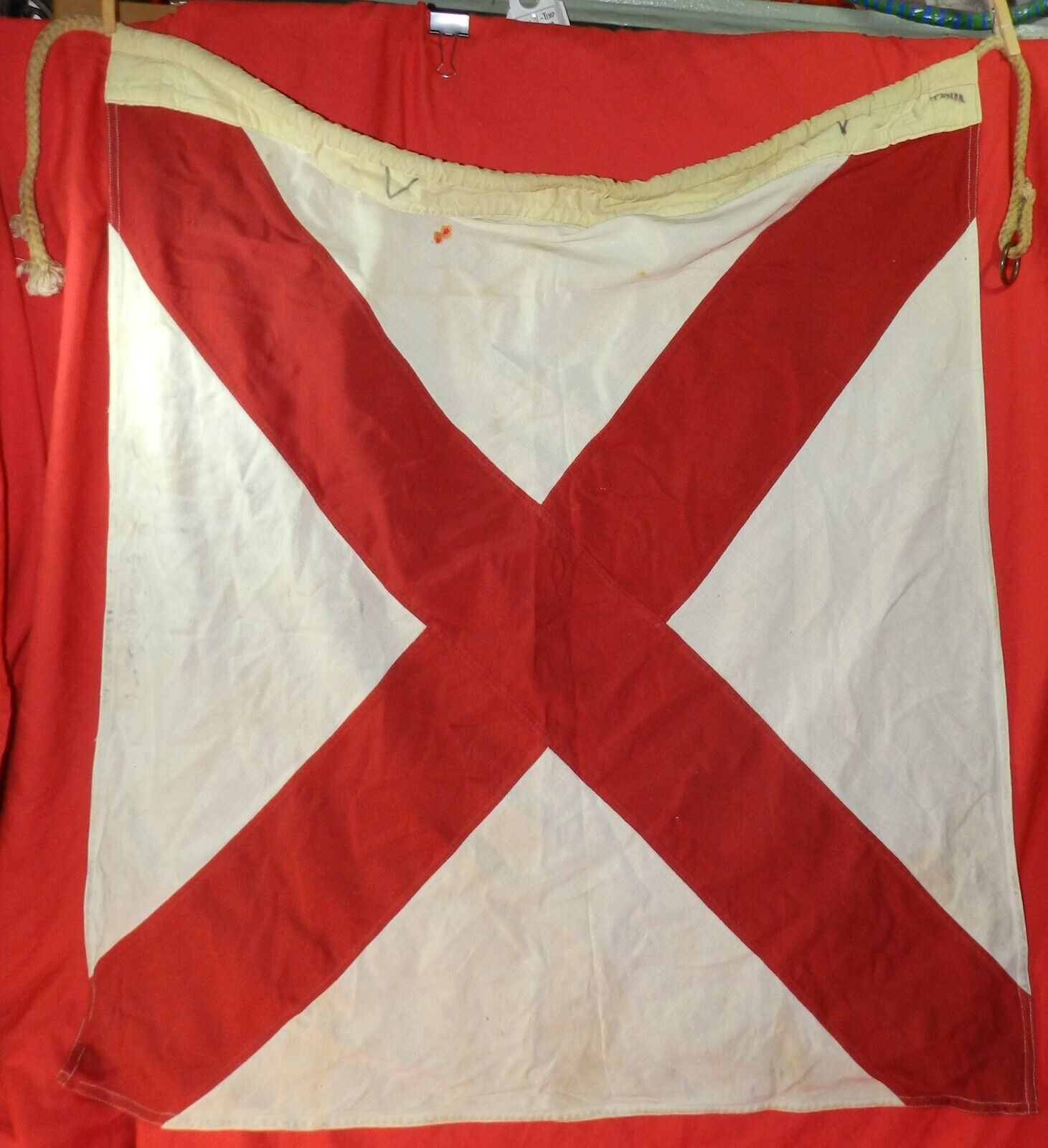 Vintage Naval Signal Flag for the Letter V- Victor - WWII ?
