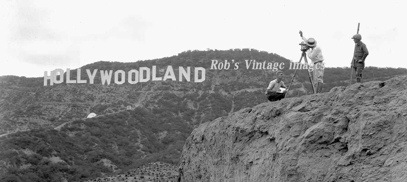 Hollywood photo Hollywoodland 2 Los Angeles suburb famous sign being surveyed  