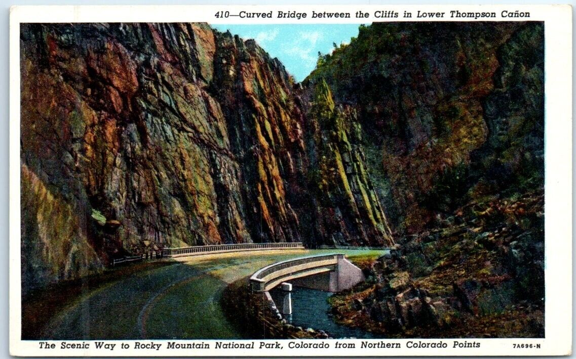 Postcard - Curved Bridge Between the Cliffs in Lower Thompson Cañon, Colorado