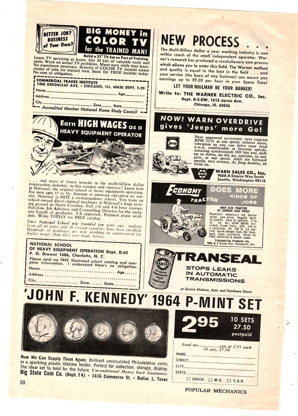 1965 Print Ad Economy Tractor Does More Kinds of Jobs 12 hp All Gear Drive Lawn