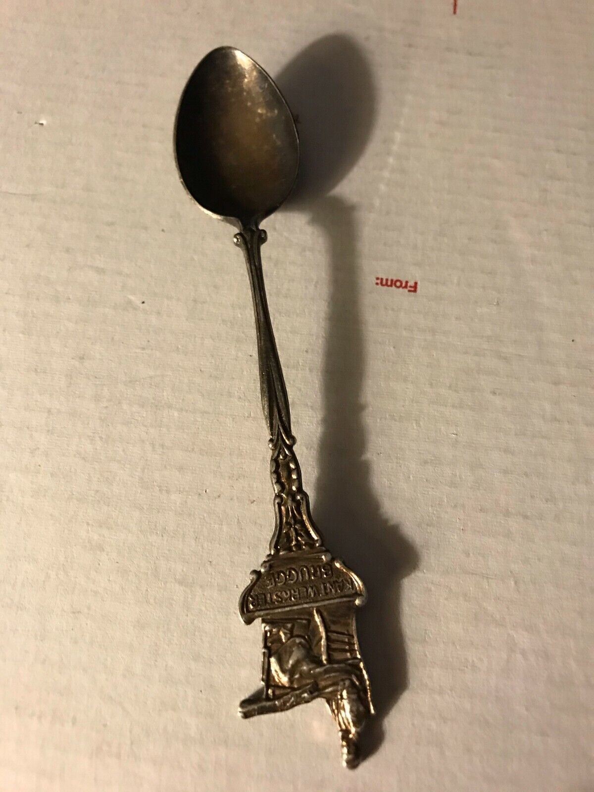 Antique Kantwerkster Brugge Silver Plate Souvenir Spoon L\'ardennaise Belguim