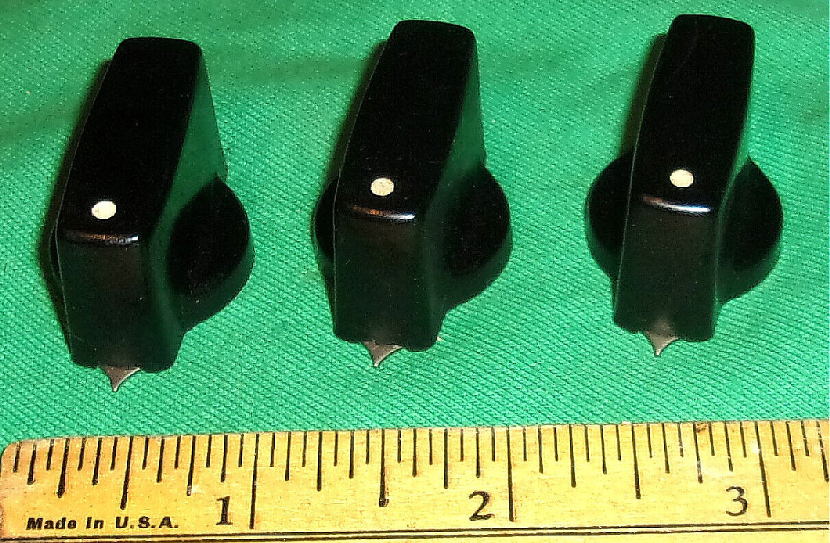(3) Hickok Adjustment Knobs 600 & 6000 Series Testers & others Clean1 1/4 Inch