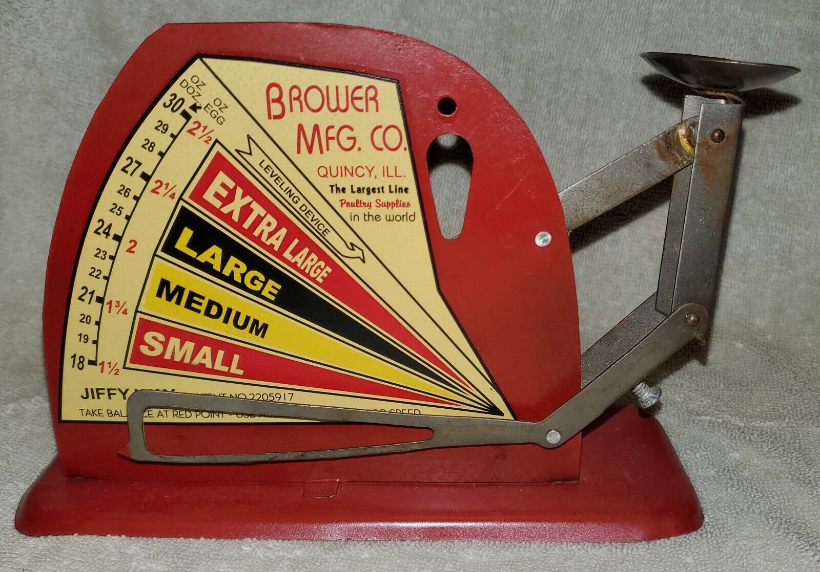 A  Very Nice Jiffy Way Brower Manufacturing Company Egg Scale