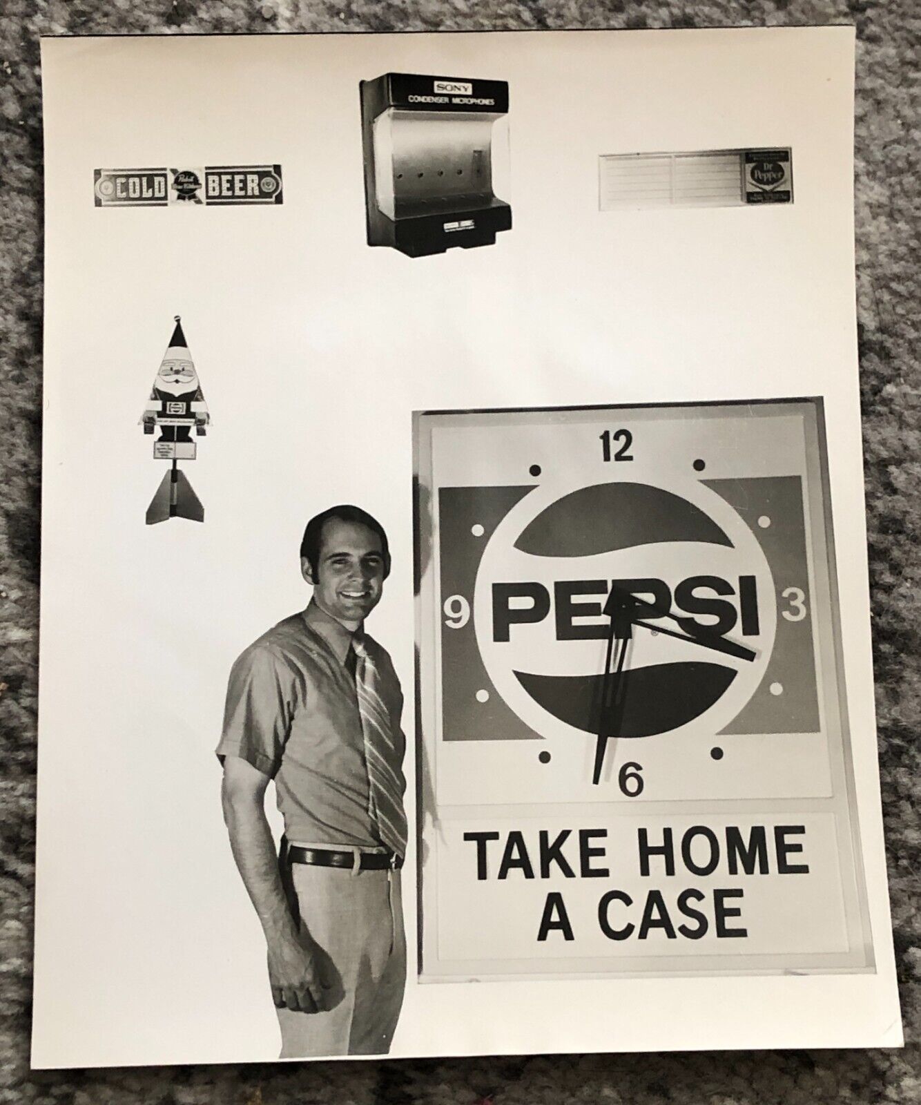 Pepsi Cola Soda Photograph Advertising Promo 1970's Black White Glossy Vintage