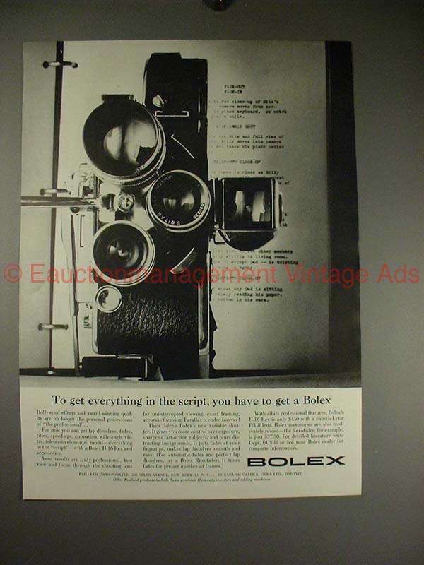 1961 Bolex H-16REX Movie Camera Ad - Get in the Script