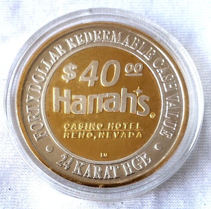Harrah\'s $40 Silver Strike Casino Token Reno NV Genie .999 Silver 24 Karat HGE