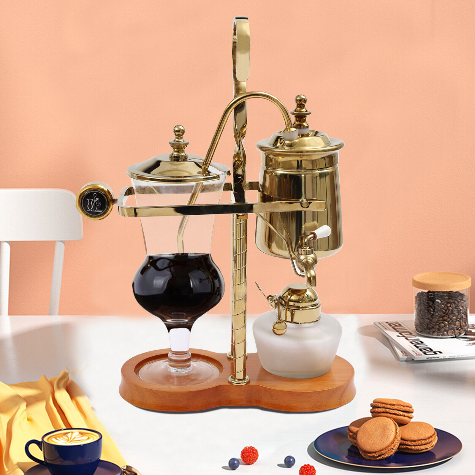 Gold Belgium Royal Family Balance Syphon Coffee Tea Pot Maker Coffee Machine Set
