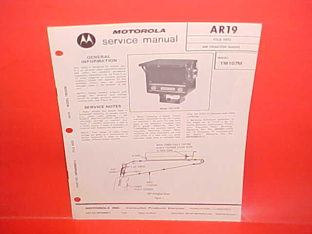 1972 MOTOROLA TRACTOR MANUAL CONTROL AM RADIO SERVICE SHOP REPAIR MANUAL TM107M