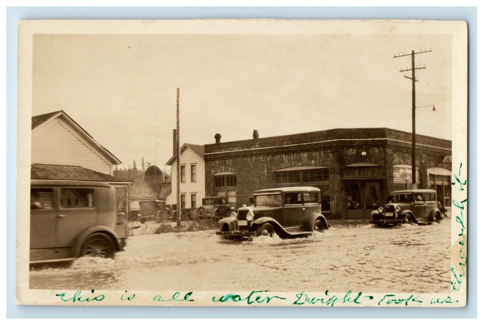 c1930's Old Cars On Flooded Street RPPC Unposted Photo Postcard