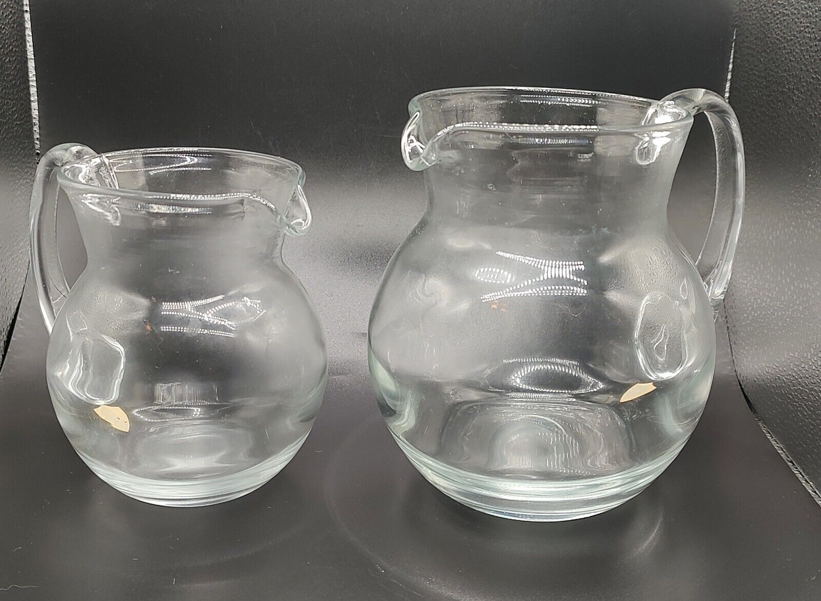 2 Vintage Clear Tiffin Glass Pitchers W/ Stickers 5\