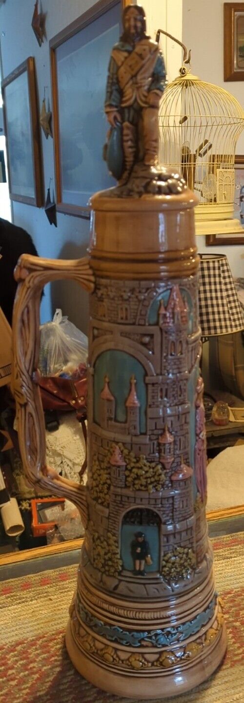 LARGE Vintage Handmade Very Ornate & Decorative STEIN Colors Are Gorgeous 🥰
