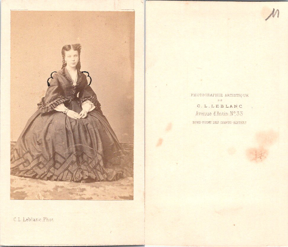 Leblanc, Paris, Miss Whiteford Vintage CDV Albumen Business Card - CD