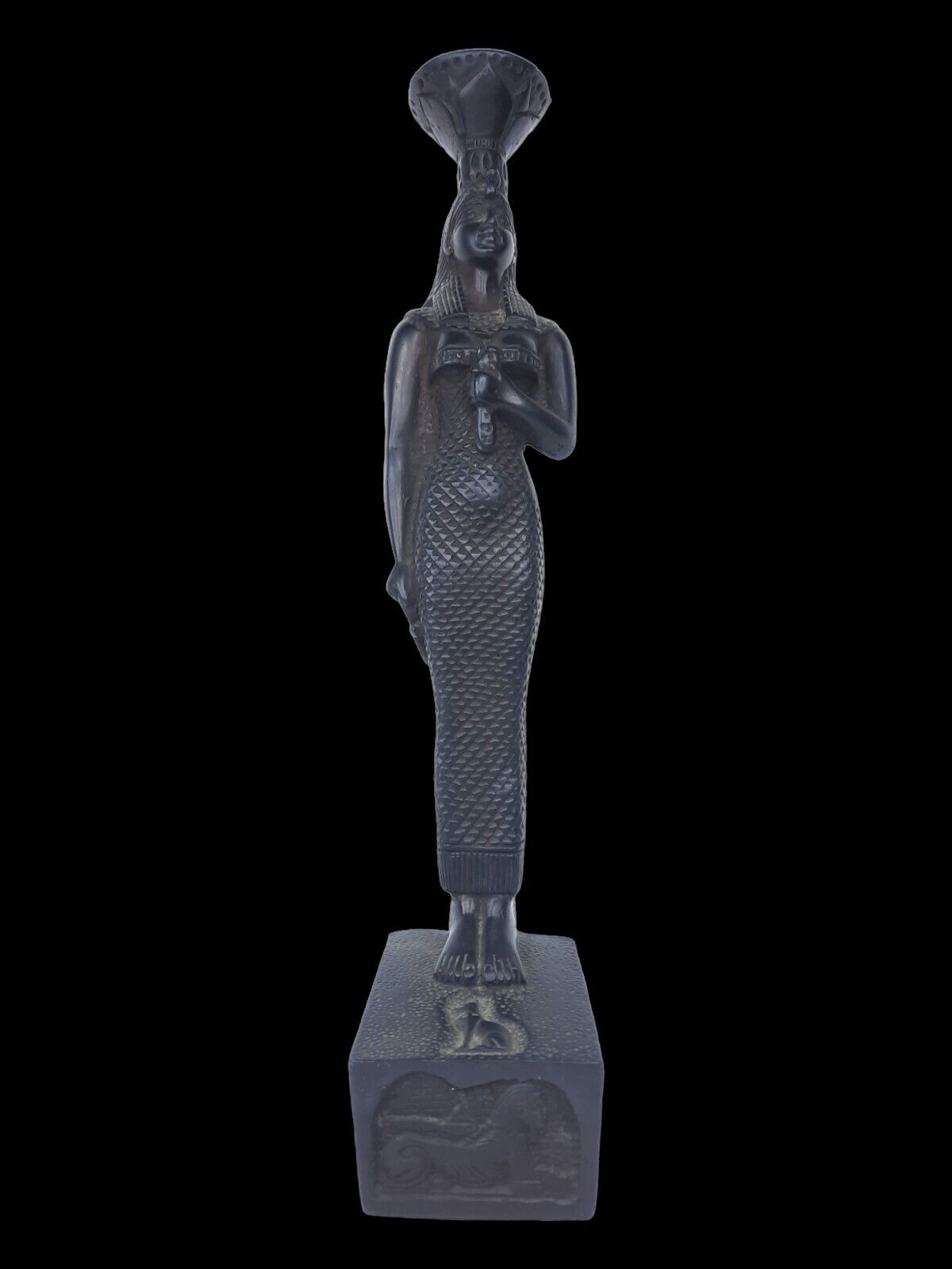 UNIQUE ANTIQUE ANCIENT EGYPTIAN Goddess Isis Candlestick Magic Hieroglyphic