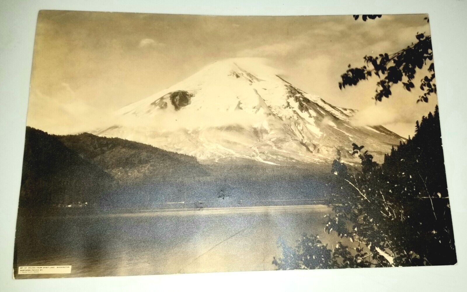 Mount St. Helens 1923 Gel Silver Photo by Asahel Curtis.  Northern Pacific RR
