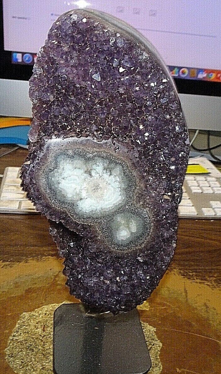 LARGE AMETHYST  CRYSTAL CLUSTER  GEODE F/ URUGUAY CATHEDRAL  STAND STALACTITE BS
