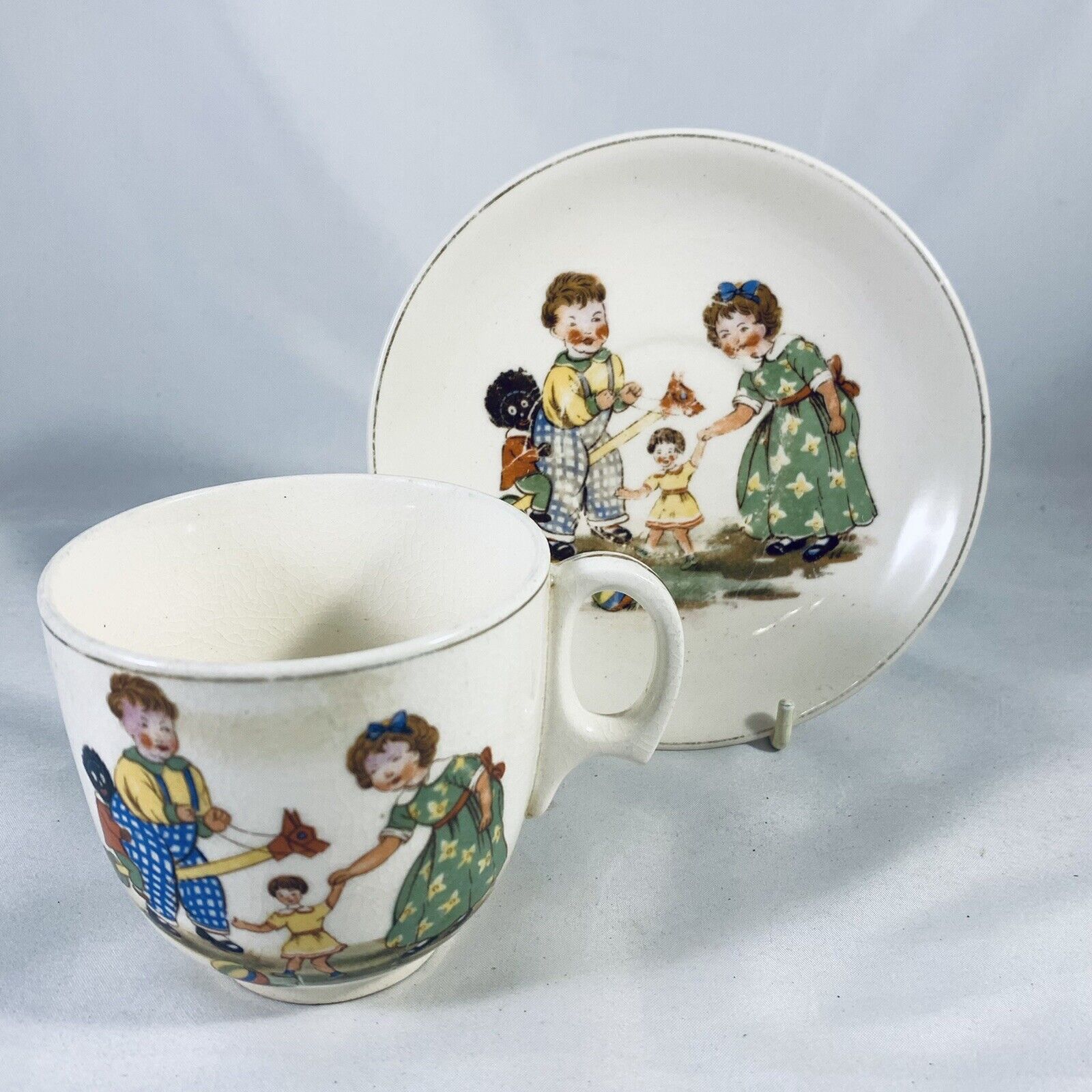 Vintage Child’s Nursery Cup And Saucer Transfer Print Made In Japan