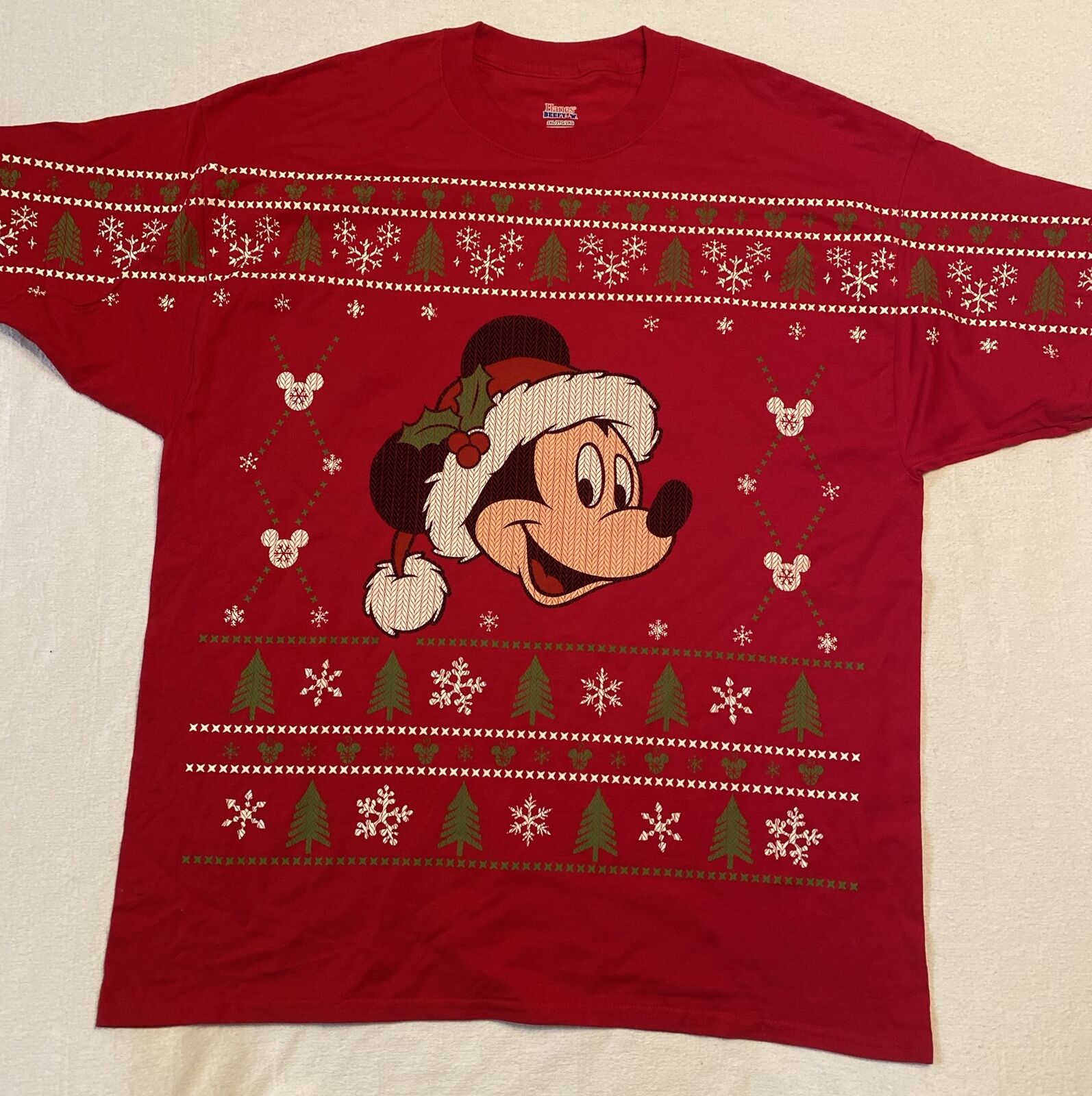 Authentic Disney Parks Ugly Christmas Sweater Mickey Mouse T-Shirt 2XL EUC